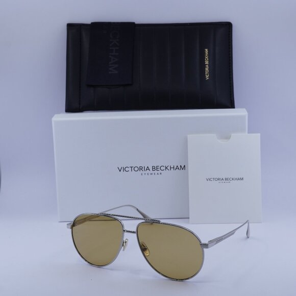Victoria Beckham VB242S 042 Aviator Sunglasses – Silver/Brown main image 8